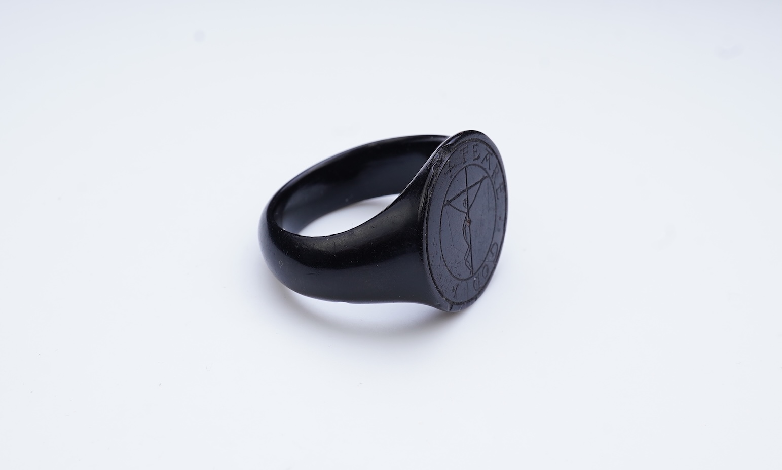 A very rare jet devotional ring, England, possibly 16th/17th century